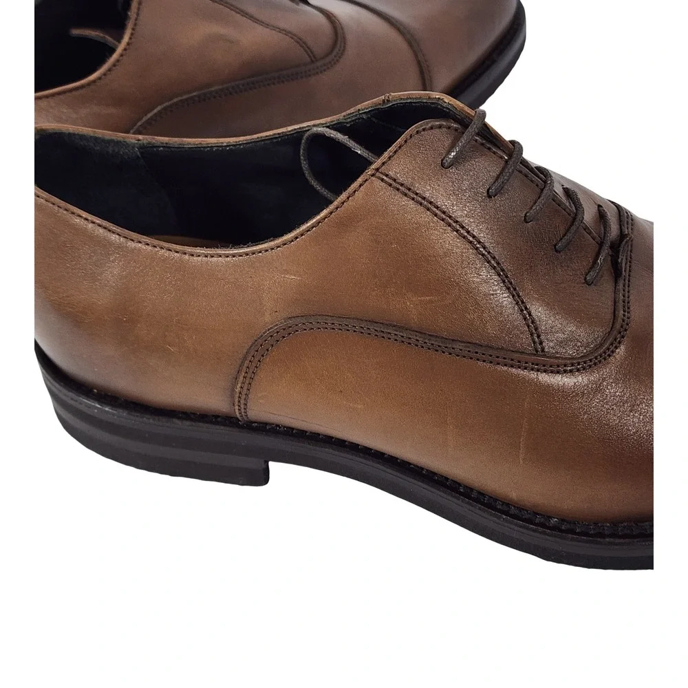 Martin Dingman Brown Leather Cap-Toe Oxfords